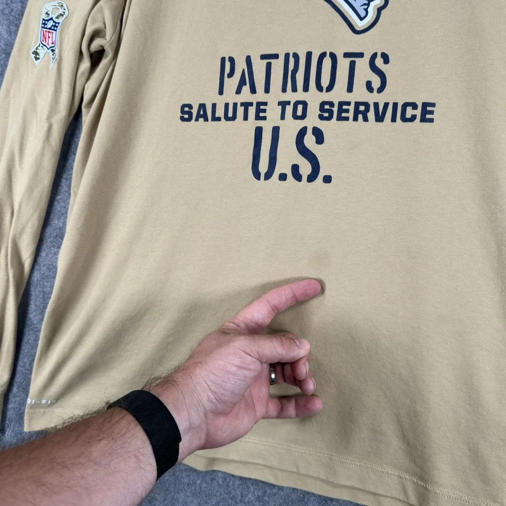 New England Patriots Shirt Mens Large Beige NFL Football Salute To Service‎ Nike